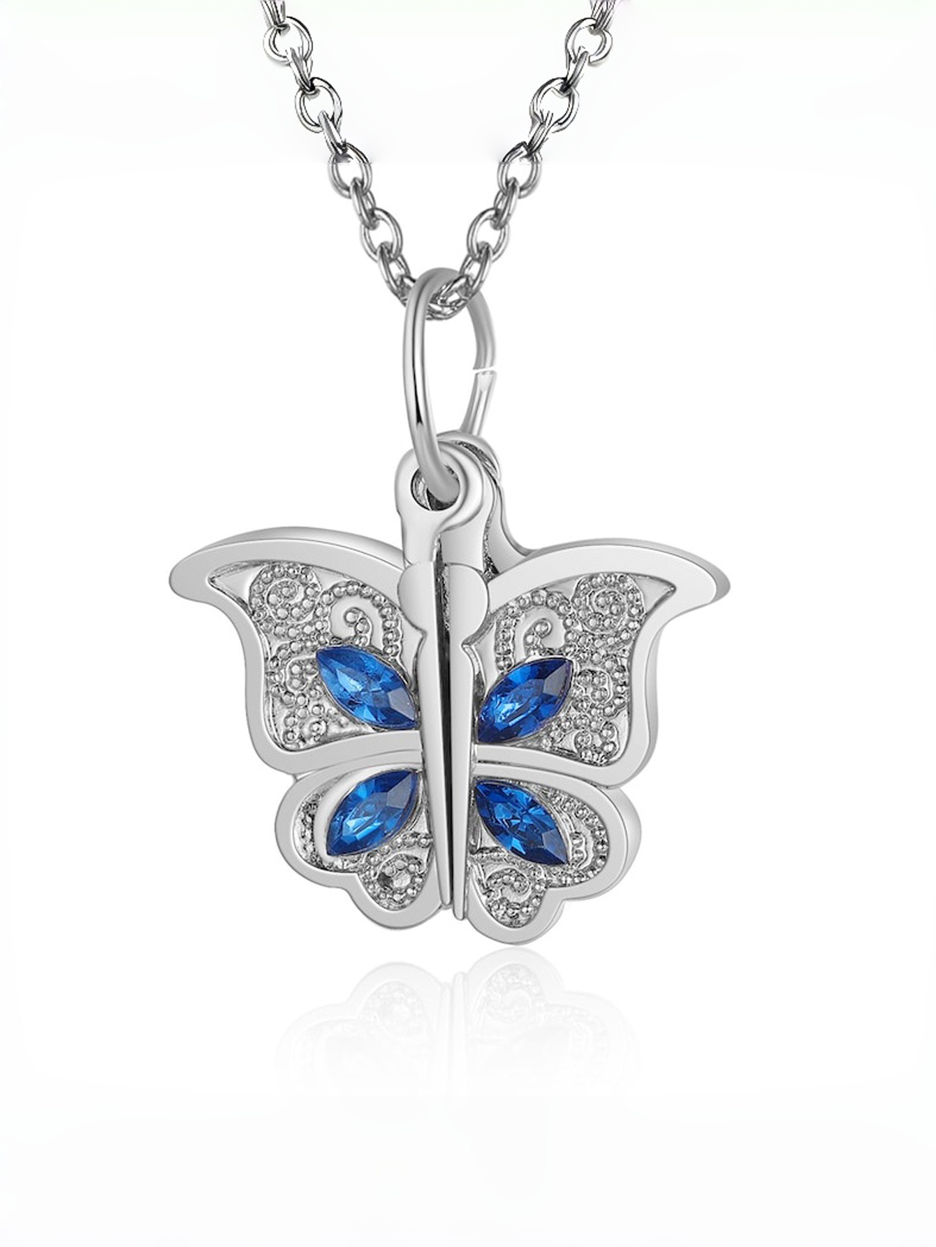 Ladies' Butterfly Photo Pendant Necklace Couples' Custom Photo Pendant Necklace